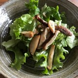 レタスと炒め椎茸のガーリックチーズサラダ